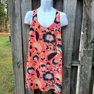 J. Crew Orange Multi-Color Floral Shift Dress 6, 100% Silk
